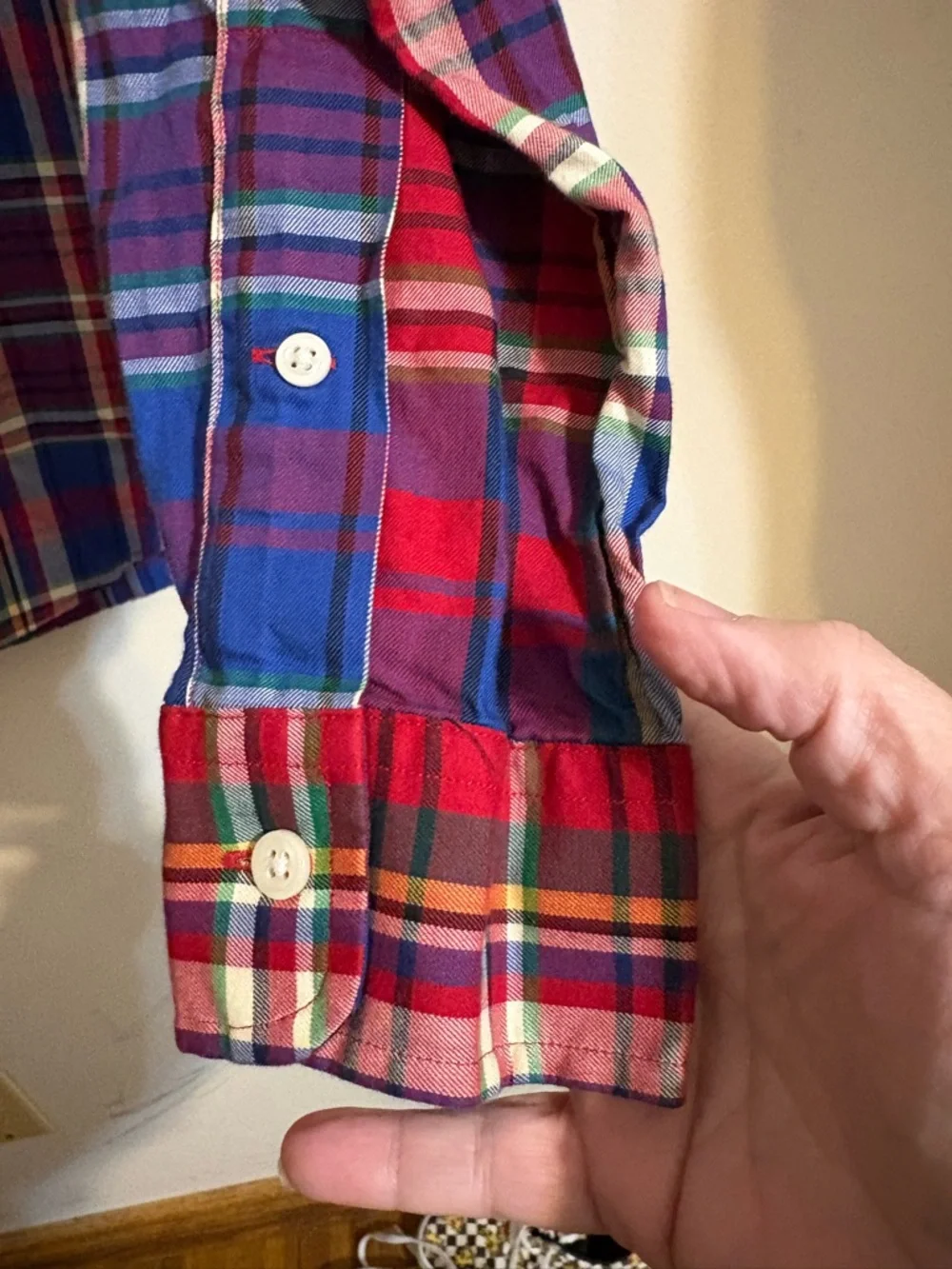 Ralph Lauren Classic Button Down Shirt Mens M Red Blue‎ Plaid Pony Cotton